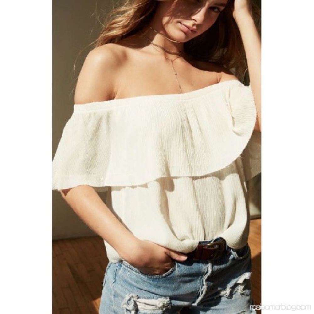 Urban outfitters cream off the shoulder top
